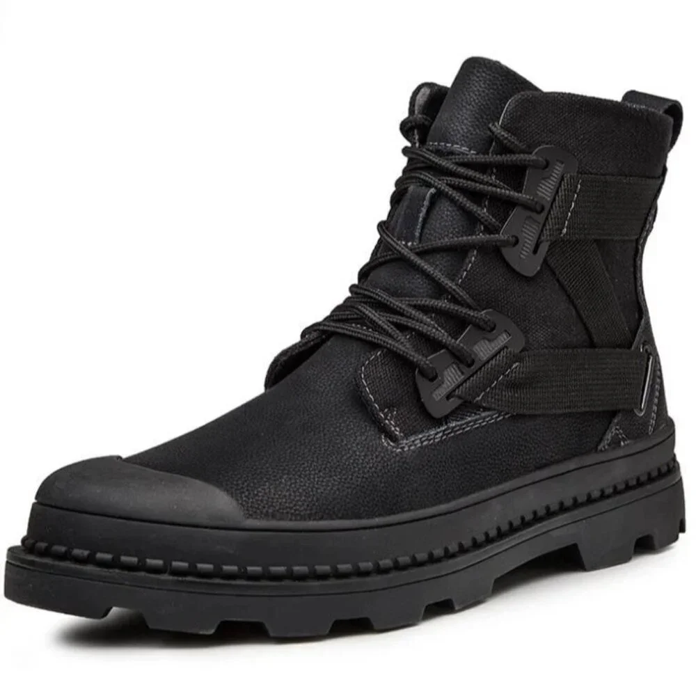 Men Lace Up Chukky Ankle Boot High Top Outdoor Tooling Boot Black Size 8.5